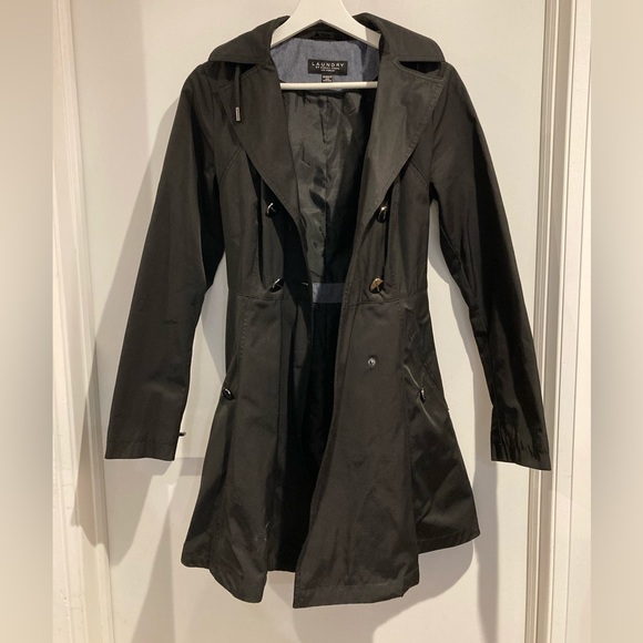 Laundry by Shelli Segal black A line skirted trench coat - Picture 10 of 10